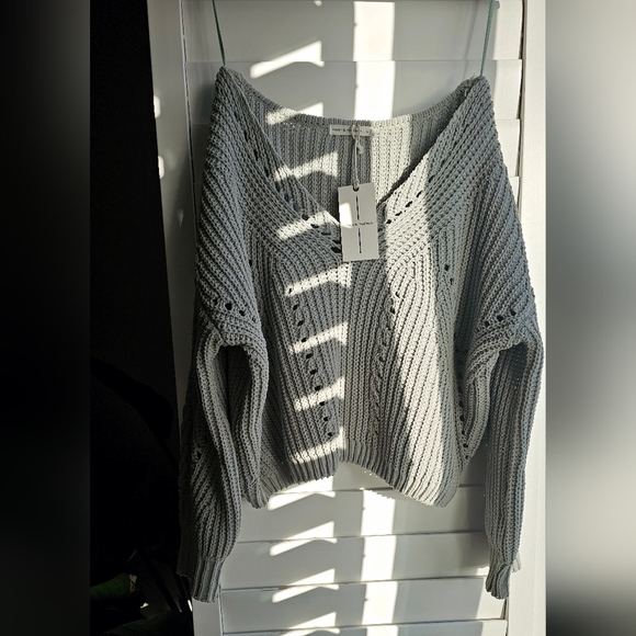 Moon&Madison Womens Crop V neck Sweater Knit Sage Green size L - Picture 7 of 7